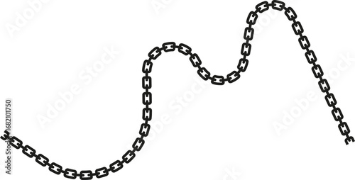 Chain links connected in a freeform, unpredictable trajectory with varied directions.