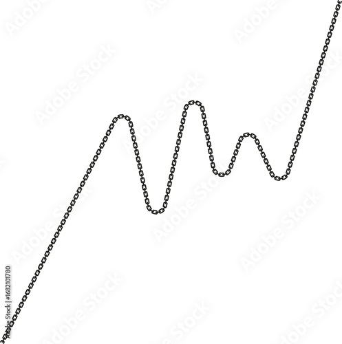 Chain links creating a jagged, uneven zigzag pattern with a rugged appearance.