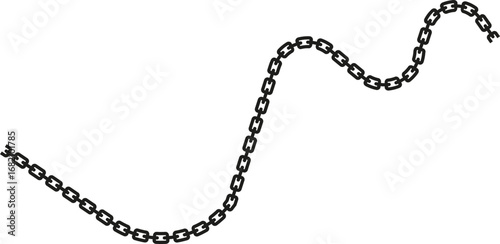 Chain links creating a path with sharp, defined angles and sudden directional shifts.