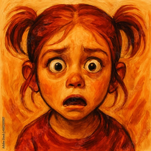 Girl's Gripped Fear: A Startled Vulnerability