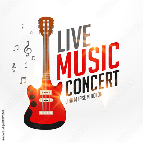 Live music cover template with realistic guitar