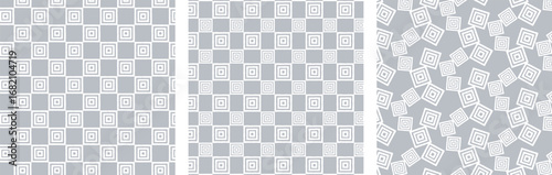 白とグレーの線がラフな三升模様のモノトーンのパターンセット