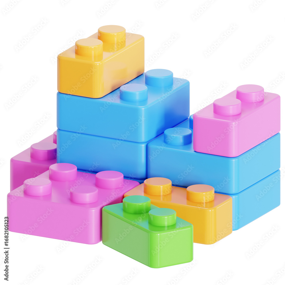 Naklejka premium Brick toy 3D Illustration
