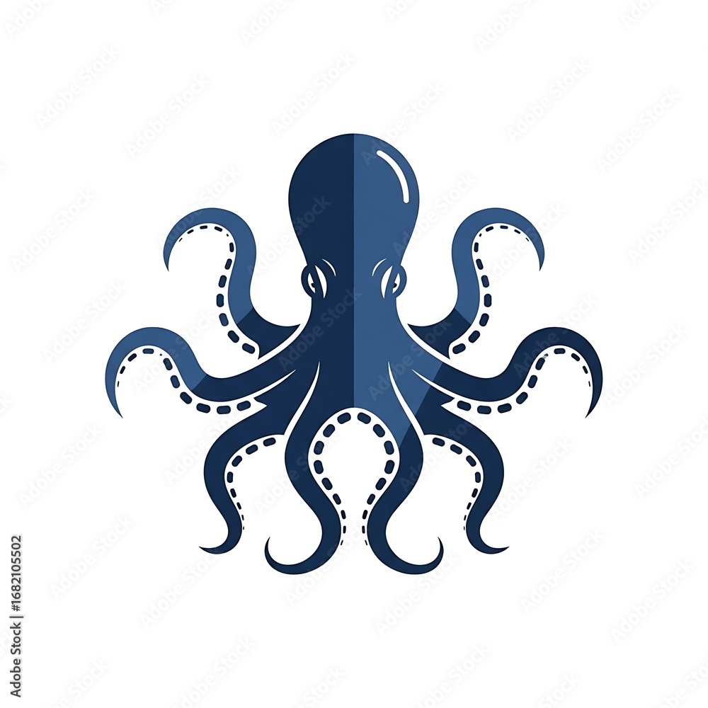 Naklejka premium Stylized Blue Octopus Illustration