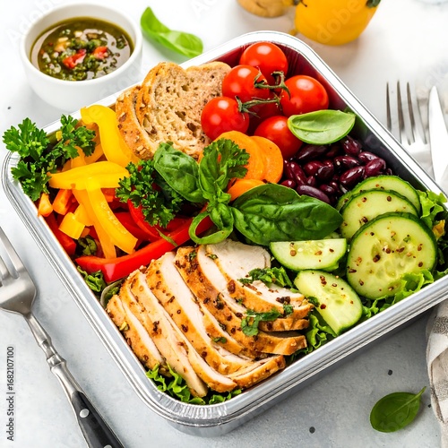 Wallpaper Mural Healthy lunchbox with chicken, vegetables, and bread Torontodigital.ca