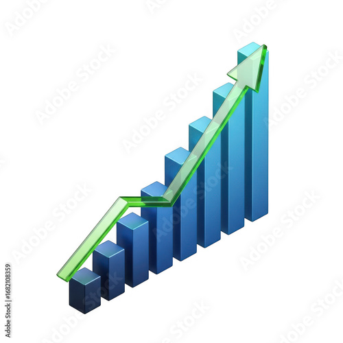 Upward trend financial bar chart with green arrow showing growth and success transparent background Free Download Upward trend financial bar chart with green arrow showing growth and success transparent background - GFXLoad