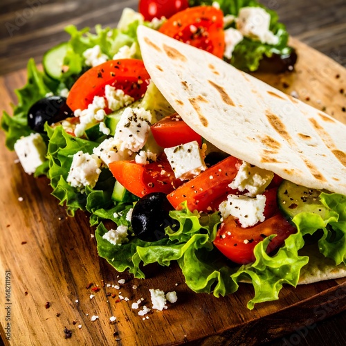 Wallpaper Mural Healthy Mediterranean wrap with fresh vegetables Torontodigital.ca