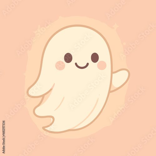 Adorable Friendly Ghost Floating with Sparkles