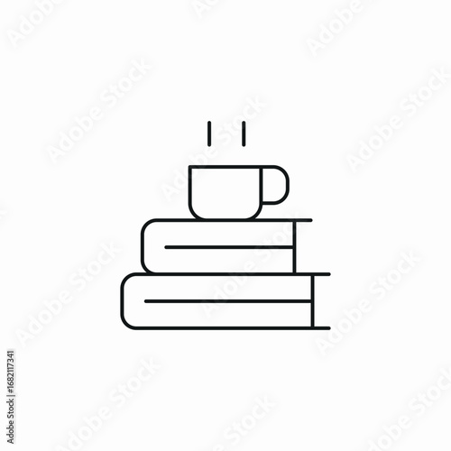 books coffee icon sign vector