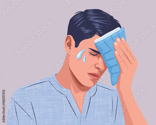 Man Wiping Sweat, Feeling Overheated