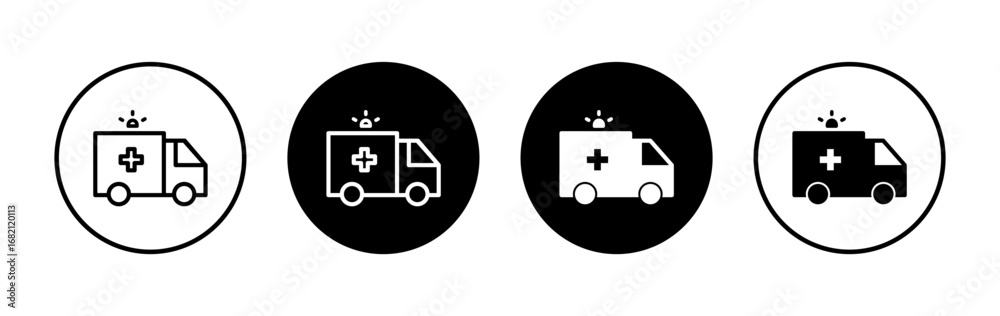Fototapeta premium Ambulance icon symbol for apps and websites. ambulance truck sign and symbol. ambulance car