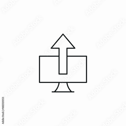 monitor upload icon sign vector