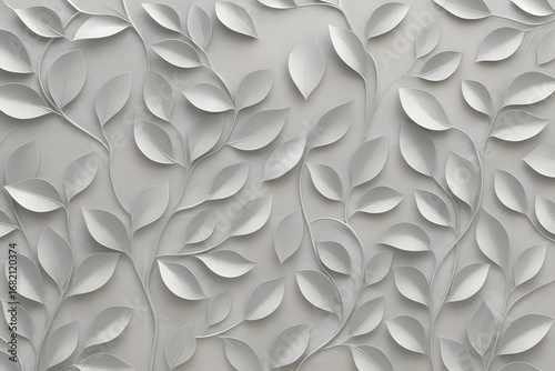 Delicate Leaves: An artistic rendering of delicate leaves, delicately embossed against a softly muted background, evokes a sense of tranquility and natural elegance.
