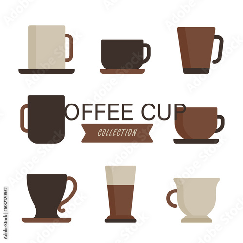 Flat brown coffee cup set