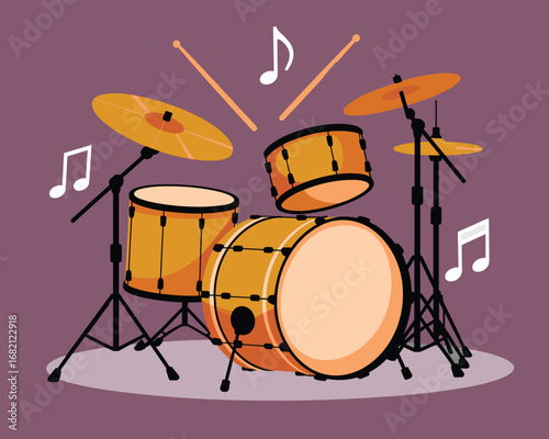 Vibrant Drum Set A Musical Illustration