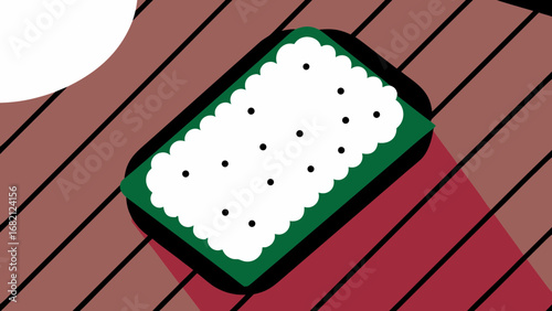 Freshly baked panettone dusted with powdered sugar on wooden table, showcasing cozy atmosphere and warm golden hour light, perfect for festive celebrations and gatherings