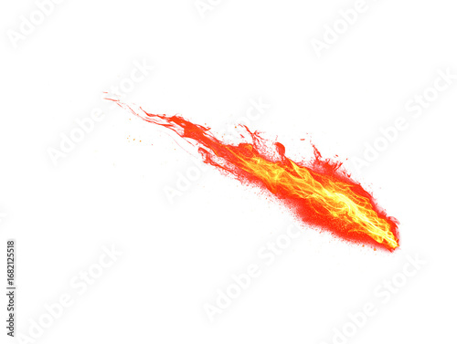 Glowing red and yellow abstract energy streak or fireball on transparent background