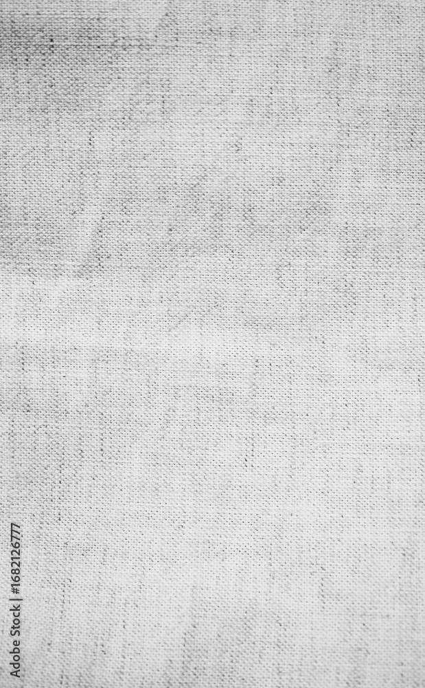 Fototapeta premium Black white light gray fabric cloth. Natural linen fabric texture background. Close-up. Empty. Design.