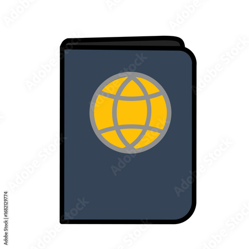 Minimalist Flat Design Passport Travel Identification Document Icon Illustration