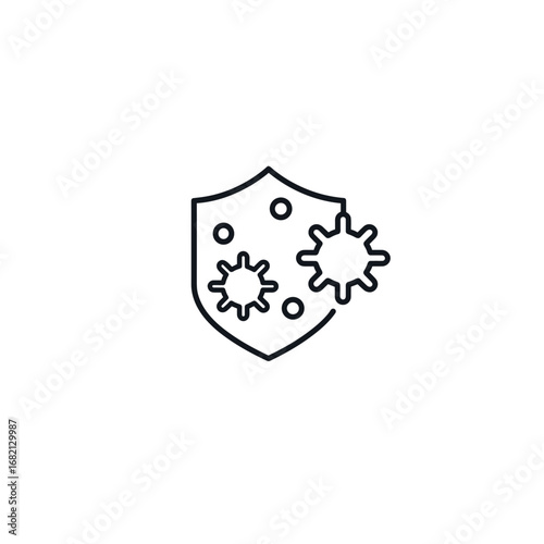 Shield Protecting from a Virus Icon flat vector design