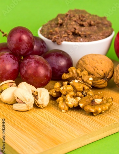 Wallpaper Mural Healthy snack mix of grapes, nuts, and nut butter Torontodigital.ca