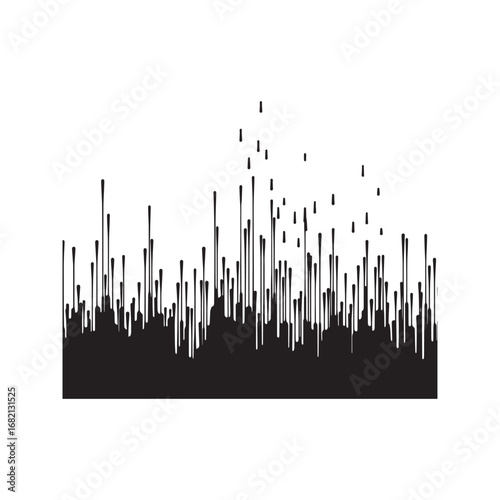 Abstract dripping paint vector background. Black and white rounded lines transition pattern.
