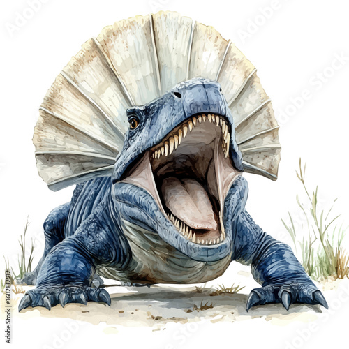 watercolor of Dimetrodon, vector, isolated on a white background.