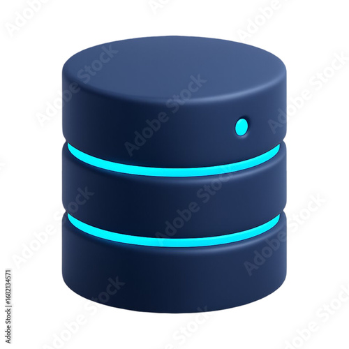 3D Database Server Icon — Transparent PNG