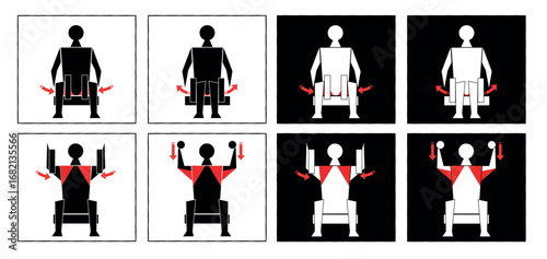 Simulator instruction man muscles legs arms