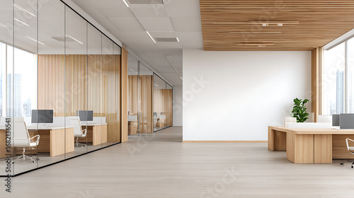 office interior with coworking and meeting room. empty wall partition