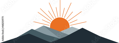 Vibrant sunrise over stylized mountains, inspiring hope and new beginnings for a fresh start