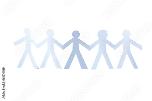 Silhouette of paper cut-out figures holding hands