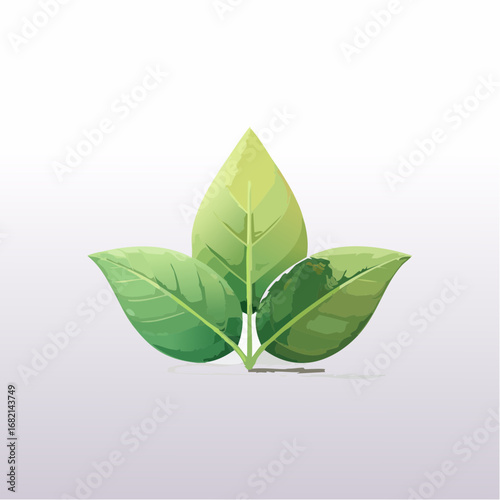 Beautifully rendered stylized green foliage elements, symbolizing natural vitality, environmental health, and plant life, isolated for design projects and ecological themes