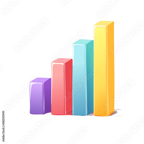 Free Download Colorful 3D bar chart illustration representing business growth, financial data analysis, and statistical progress on a white background - GFXLoad