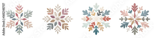 Pastel Snowflake Collection - Winter Holiday Design Elements