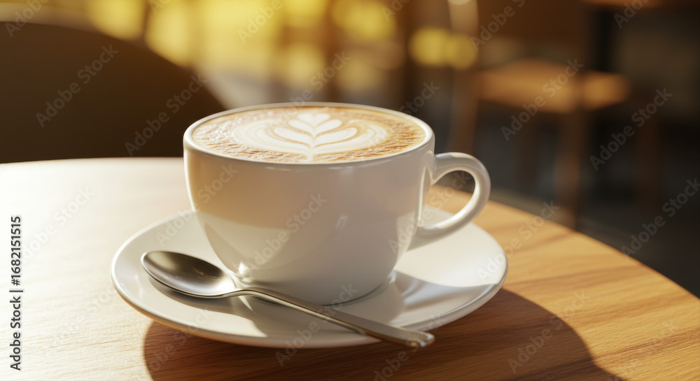 Obraz premium Cappuccino cup latte art outdoors