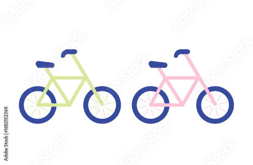 黄緑とピンクの２台の自転車セット