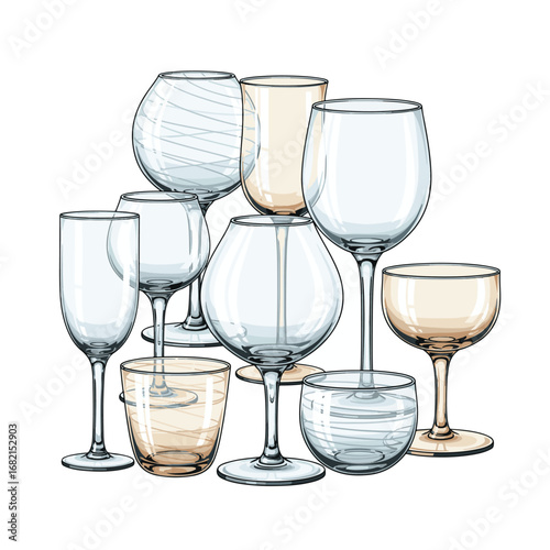 Artisanal Hand Blown Glass Cups and Goblets