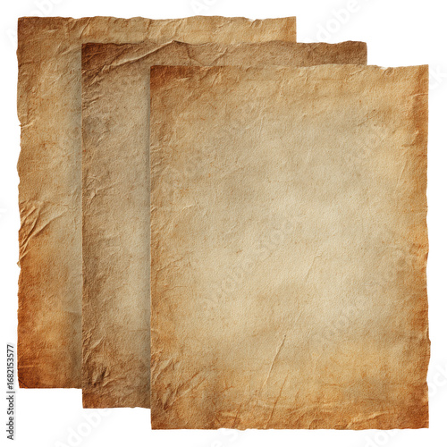 Stack of aged, textured parchment