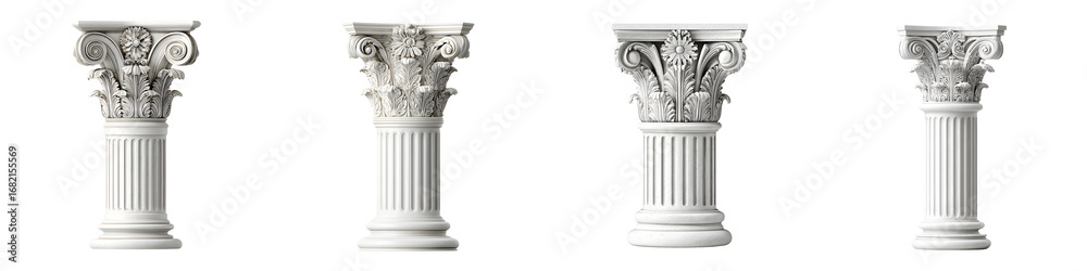 Naklejka premium Classical Architectural Columns on White Background