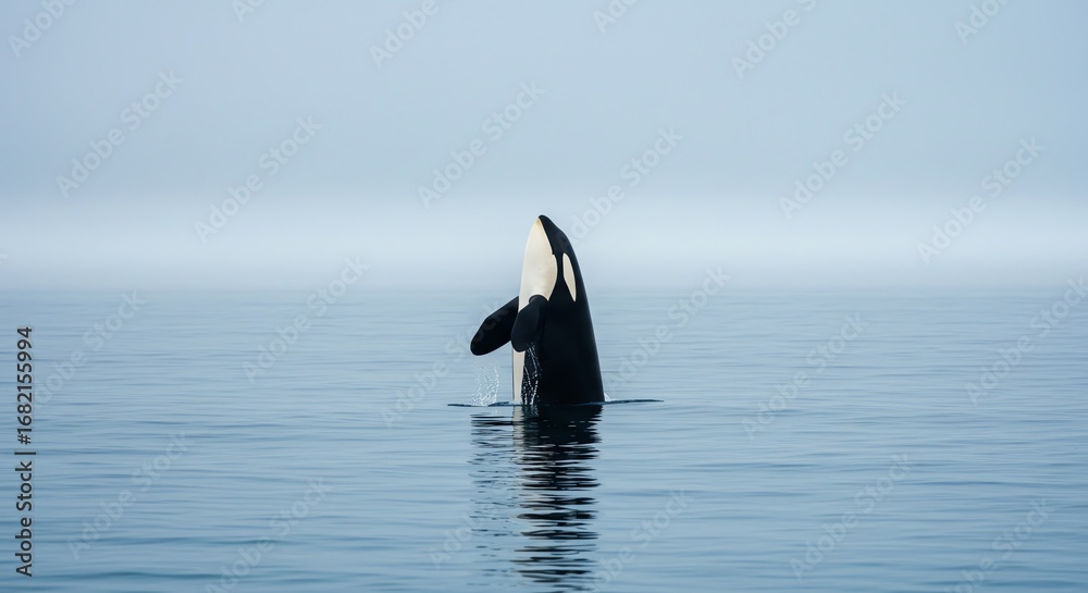 Naklejka premium Orca breaching ocean water