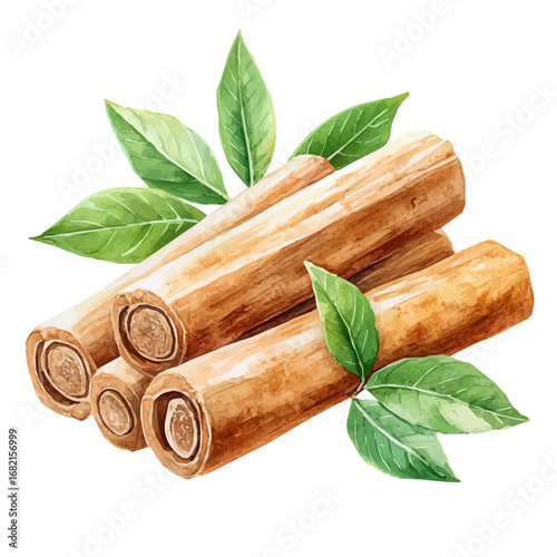 watercolor vector of Cinnamon Sticks, isolated on a white background.