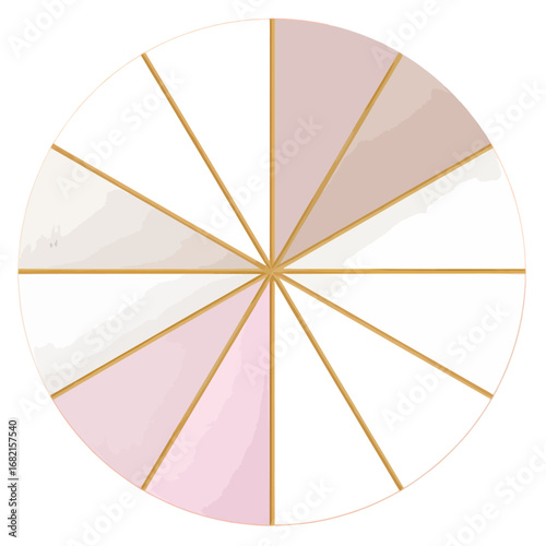 Abstract geometric circle with pastel pink and beige segments.