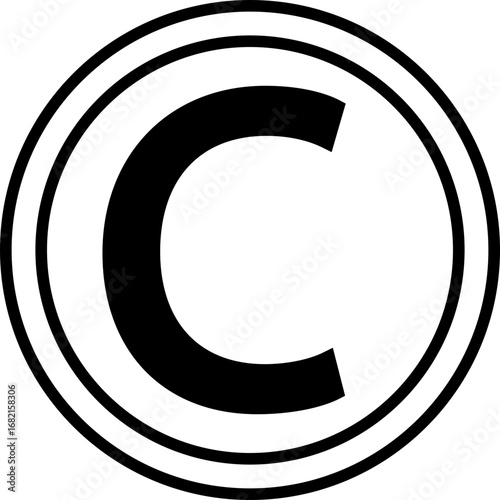 Copyright icon in black flat and line style, legal protection logo pack, trademark symbol intellectual property outline glyph assortment, creative rights design element