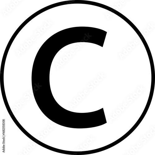 Copyright icon in black flat and line style, legal protection logo pack, trademark symbol intellectual property outline glyph assortment, creative rights design element