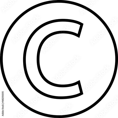 Copyright icon in black flat and line style, legal protection logo pack, trademark symbol intellectual property outline glyph assortment, creative rights design element