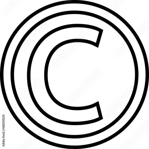 Copyright icon in black flat and line style, legal protection logo pack, trademark symbol intellectual property outline glyph assortment, creative rights design element