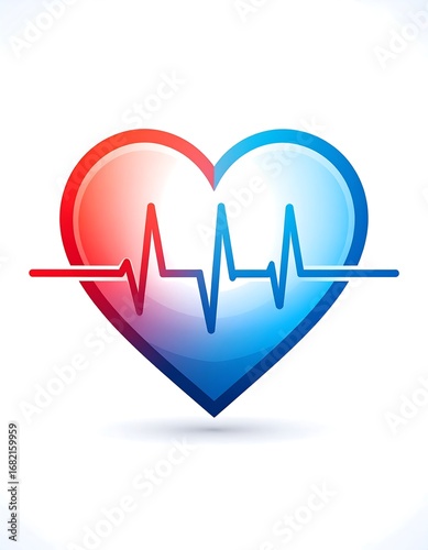 Wallpaper Mural Heartbeat graphic, red and blue Torontodigital.ca