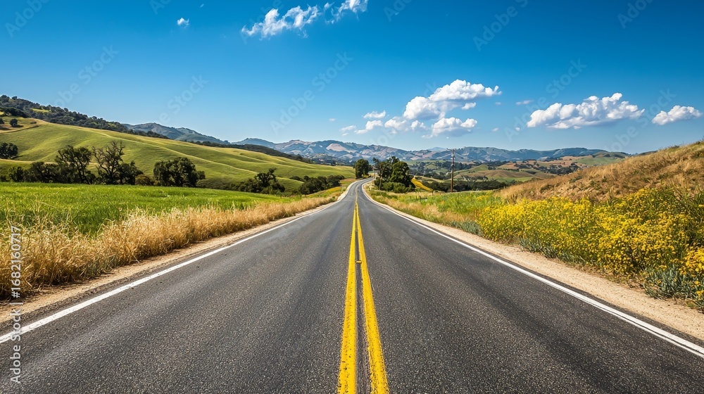 Fototapeta premium Countryside Road in California during the summer