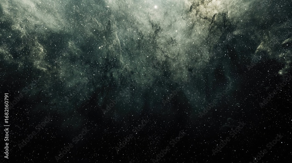 Obraz premium Starlit Night Sky with Deep Space Nebula in Dark Background, Abstract Cosmic Galaxy with Scattered Stars, Ethereal and Mysterious
